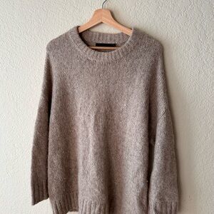 Jenni Kayne Taupe Knit Pullover - Alpaca Cacoon Crewneck XS